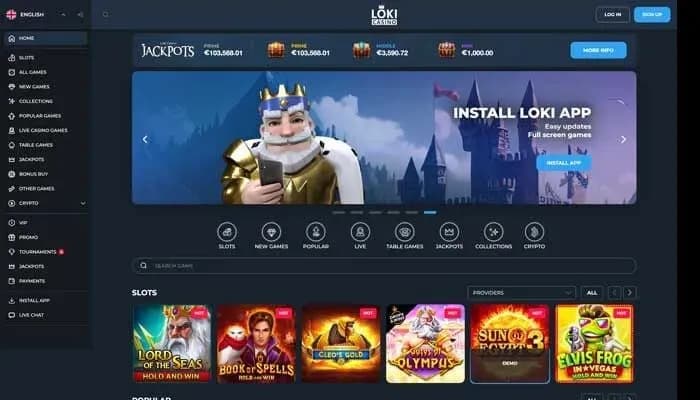 Loki Casino website screenshot