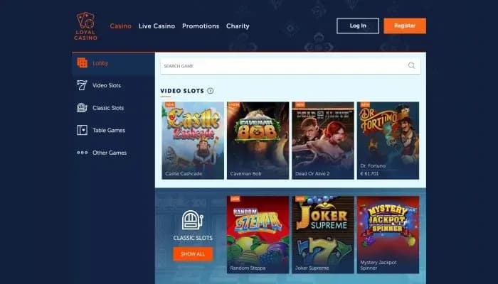 Loyal Casino website screenshot