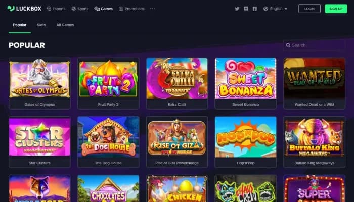 Luckbox Casino website screenshot