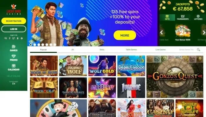 Lucky Bird Casino website screenshot