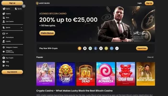 Lucky Block Casino website screenshot