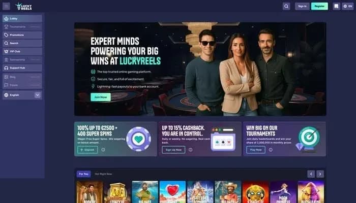 Lucky Reels Casino website screenshot