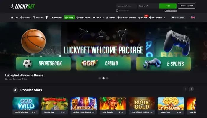 LuckyBet Casino website screenshot