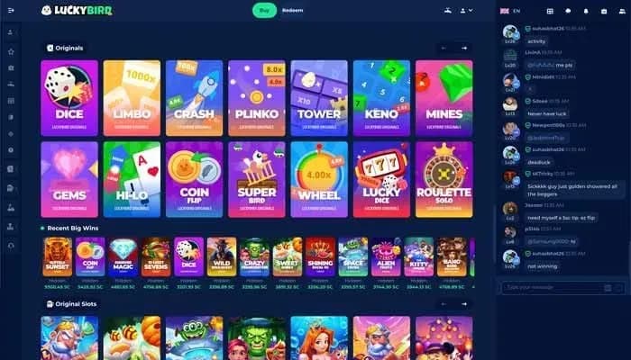 LuckyBird Casino website screenshot