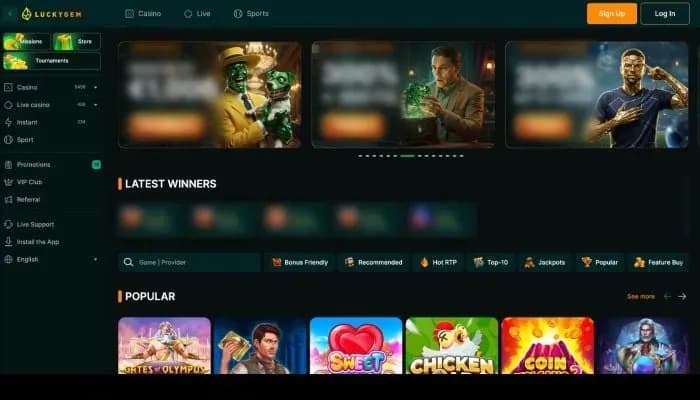 Luckygem Casino website screenshot