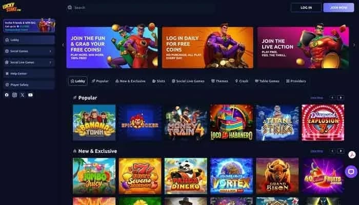 LuckyStake Casino website screenshot