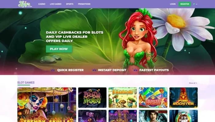 Lucy's Casino website screenshot