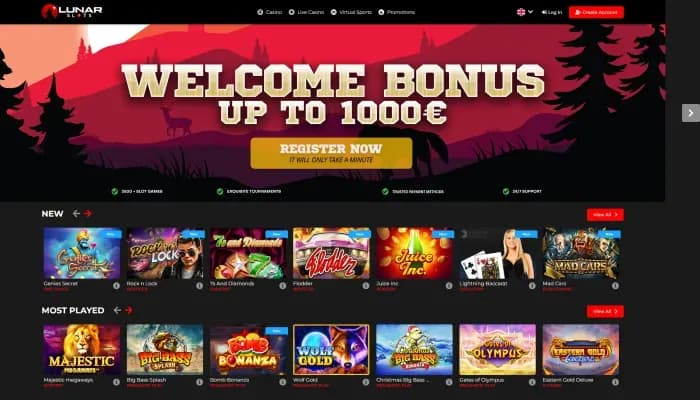 Lunar Slots Casino website screenshot