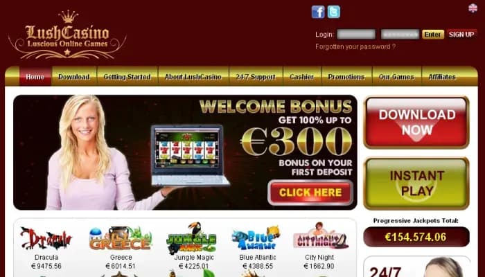 LushCasino website screenshot