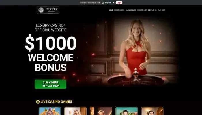 Luxury Casino website screenshot