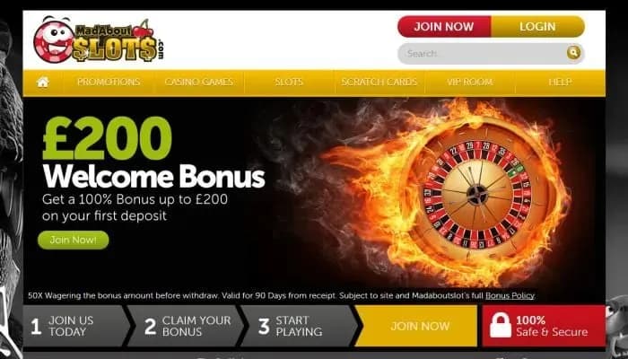 Mad About Slots Casino website screenshot