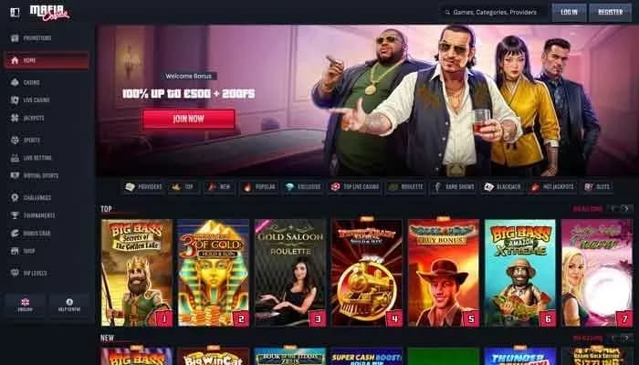 Mafia Casino website screenshot