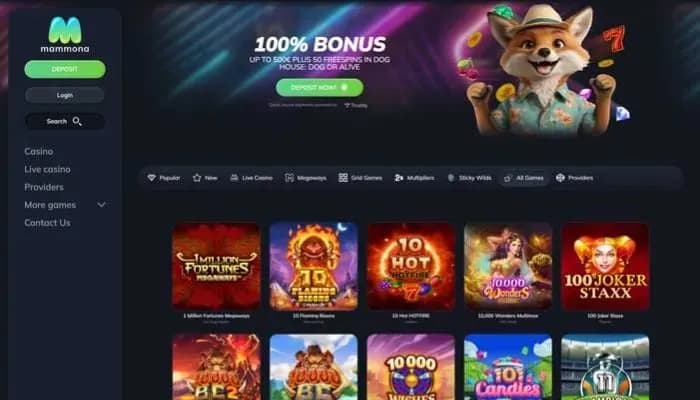 Mammona Casino website screenshot