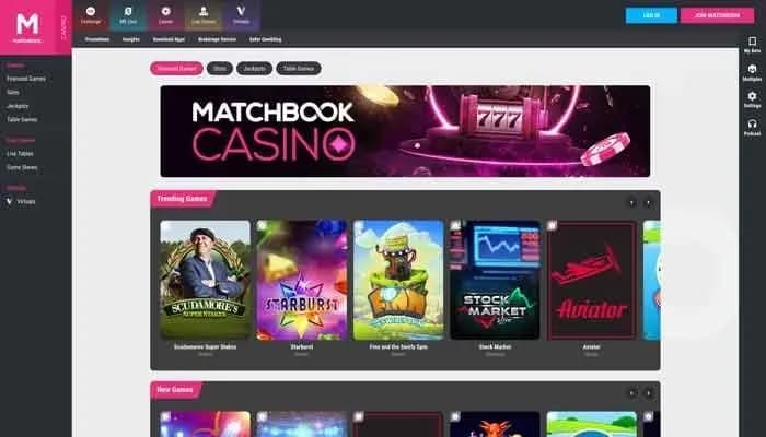 Matchbook Casino website screenshot