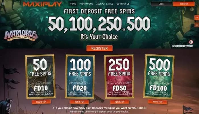MaxiPlay Casino website screenshot