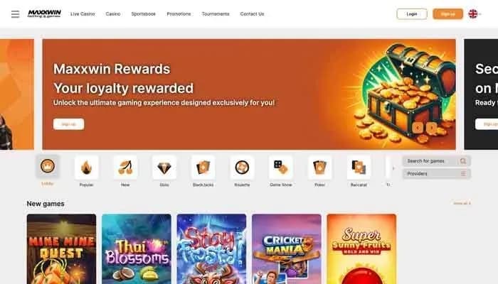 Maxxwin Casino website screenshot