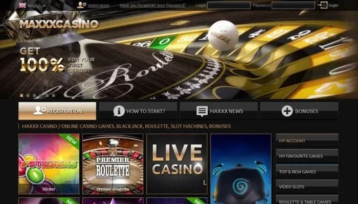 Maxxxcasino website screenshot