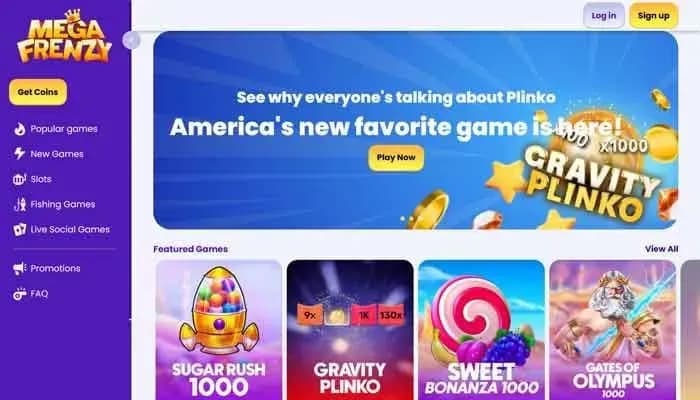 Mega Frenzy Casino website screenshot