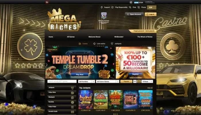 Mega Riches Casino website screenshot