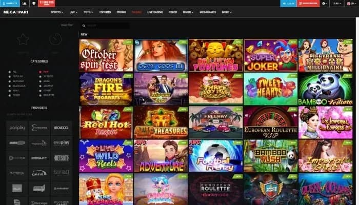 Megapari Casino website screenshot
