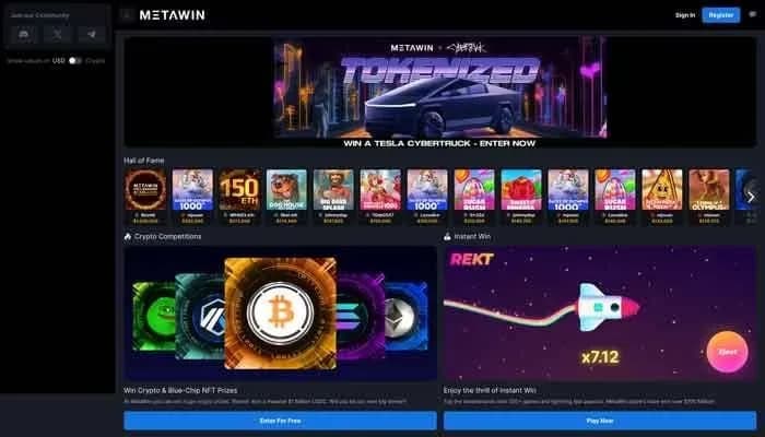 MetaWin Casino website screenshot