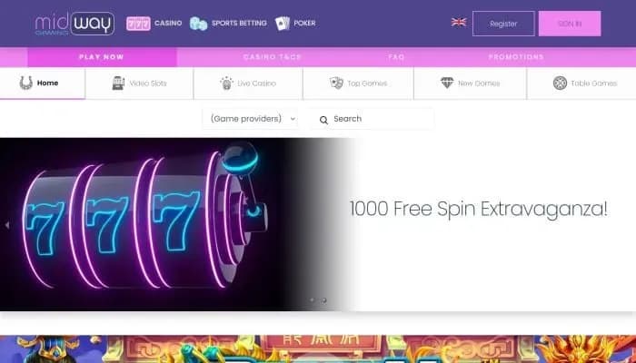 Midway Gaming Casino website screenshot