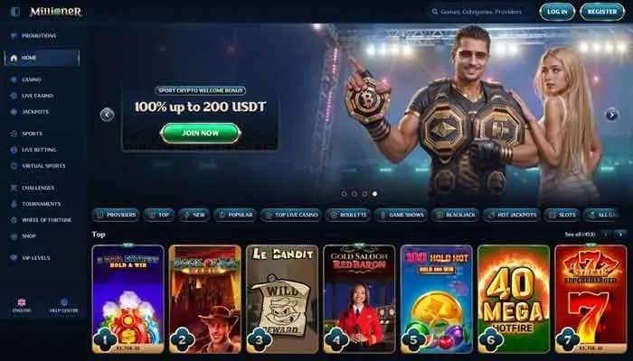 Millioner Casino website screenshot