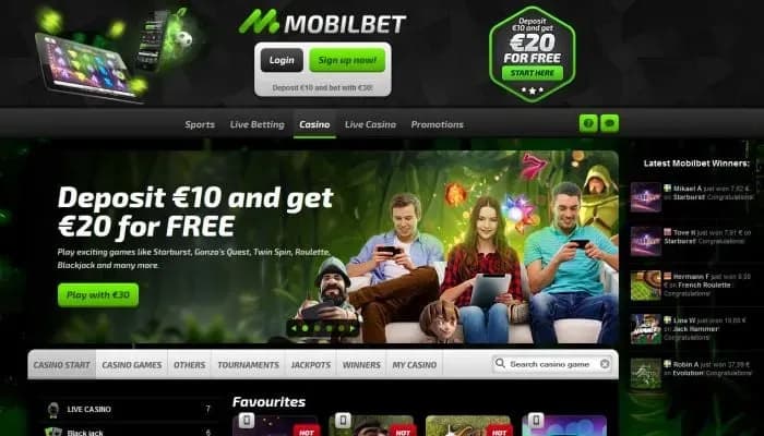 Mobilebet website screenshot