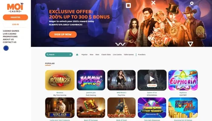 MoiCasino website screenshot