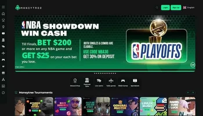 Moneytree Casino website screenshot