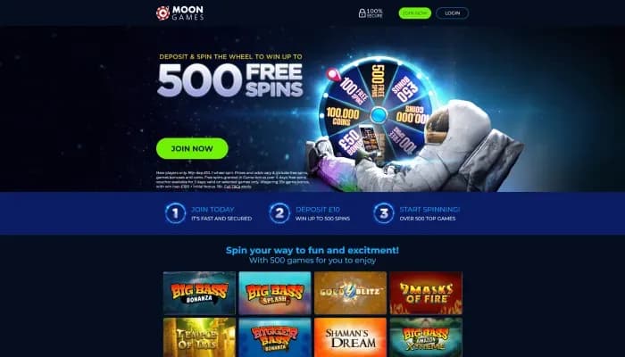 MoonGames Casino website screenshot