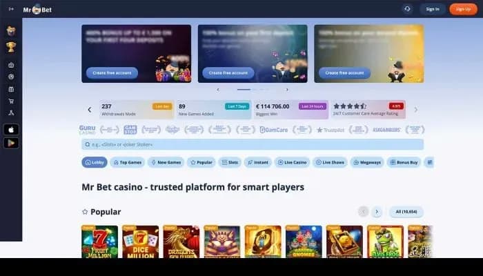 Mr.Bet Casino website screenshot