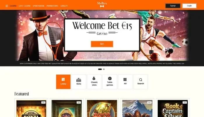 Mr Rex Casino website screenshot