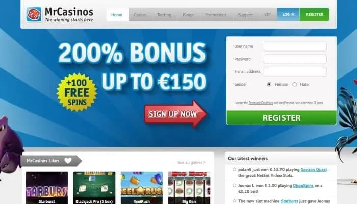 MrCasinos website screenshot