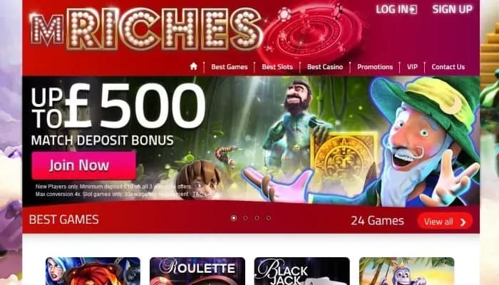mRiches Casino website screenshot