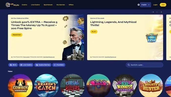 MrRun Casino website screenshot