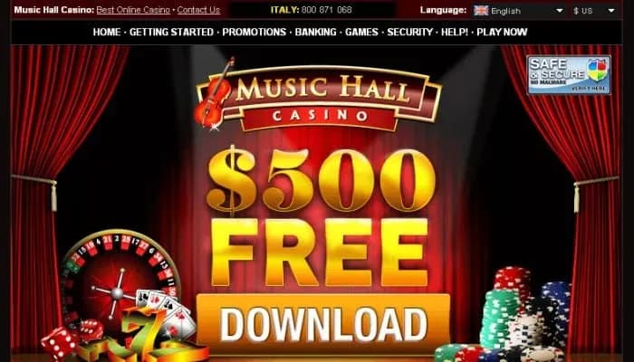 Music Hall Casino website screenshot
