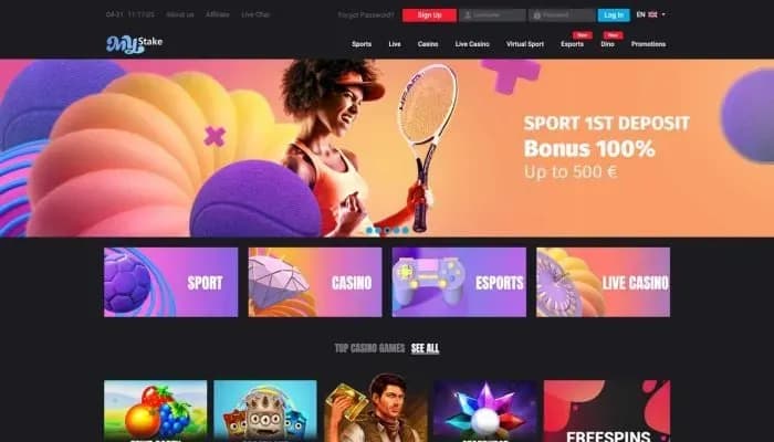 Mystake Casino website screenshot