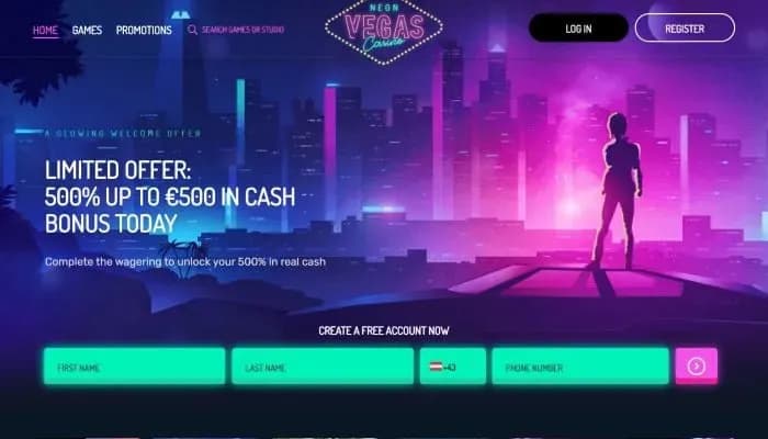 NeonVegas Casino website screenshot