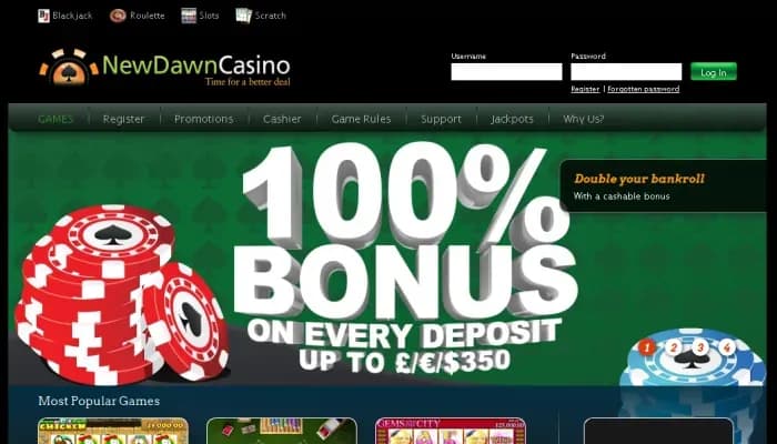 New Dawn Casino website screenshot