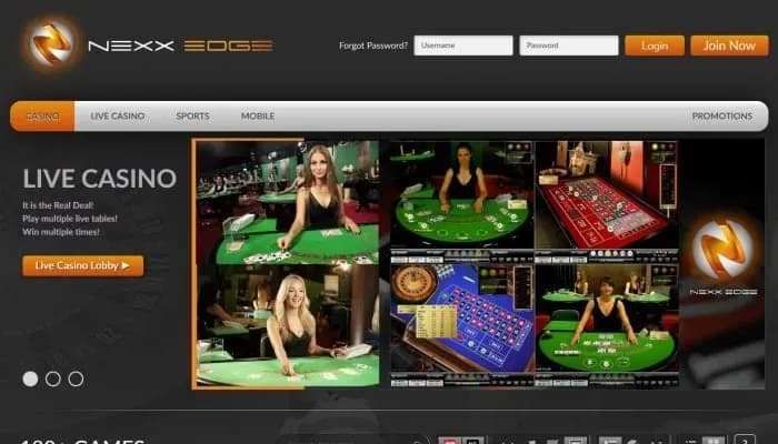 Nexx Edge Casino website screenshot