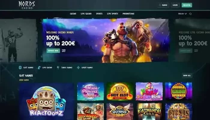 Nords Casino website screenshot