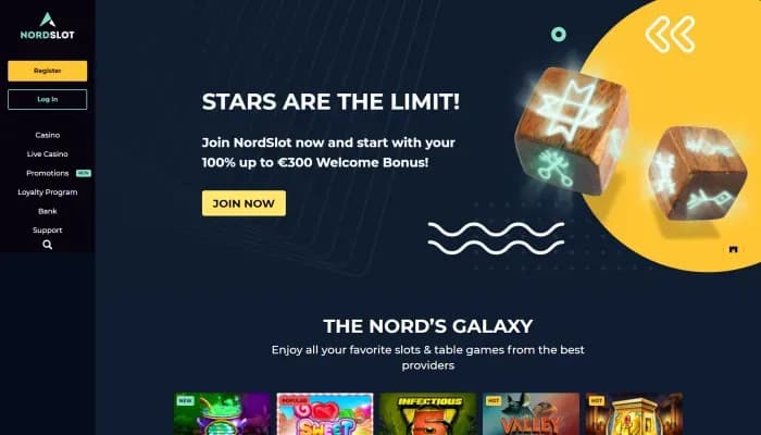 NordSlot Casino website screenshot