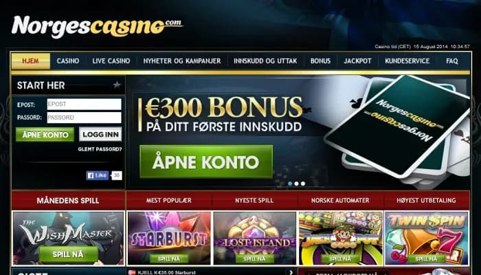 Norges Casino website screenshot