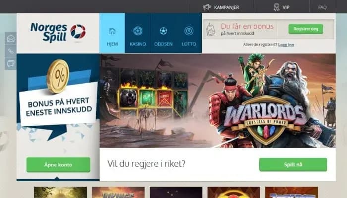 NorgesSpill Casino website screenshot