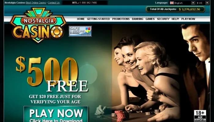 Nostalgia Casino website screenshot