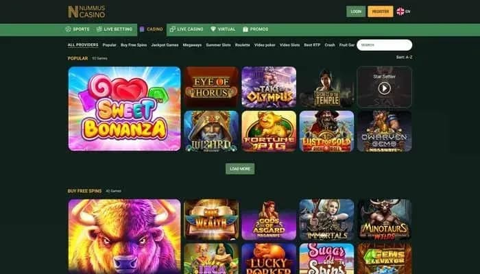 Nummus Casino website screenshot