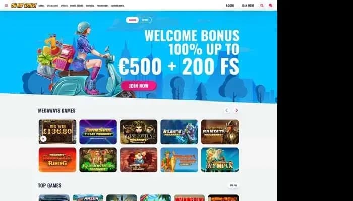 OhMySpins Casino website screenshot