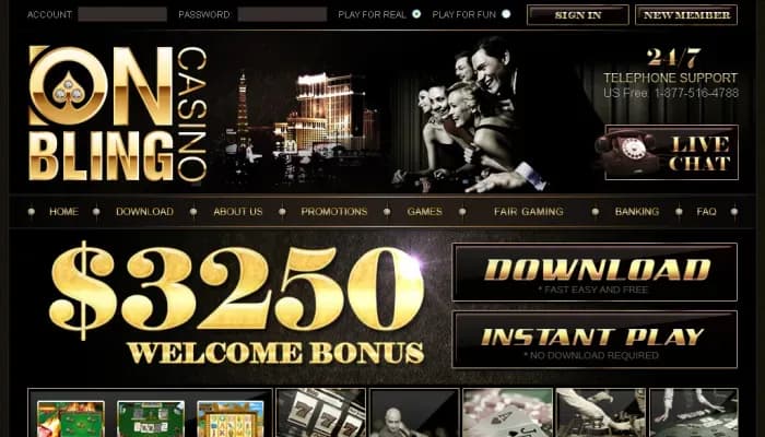 Onbling Casino website screenshot