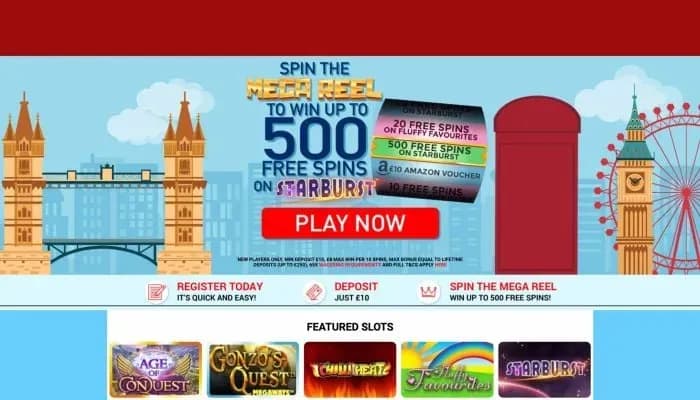 Online Casino London website screenshot